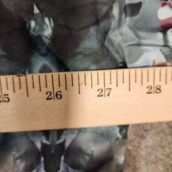 Floral Vine Print Shirt Womens Large Blue‎ Green Short Sleeve Flowy Blouse Top - Picture 6 of 8